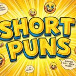 colorful short puns illustration with laughing emojis and joke speech bubbles